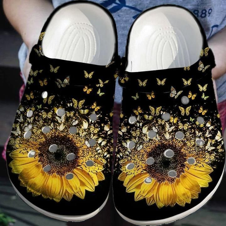 Sunflower Butterflies Crocs Shoes