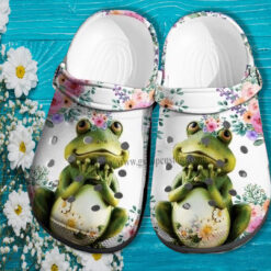 Green Frog Flower Croc Shoes Gift Frog Girl - Frog Princess Shoes Croc Clogs Daughter Birthday