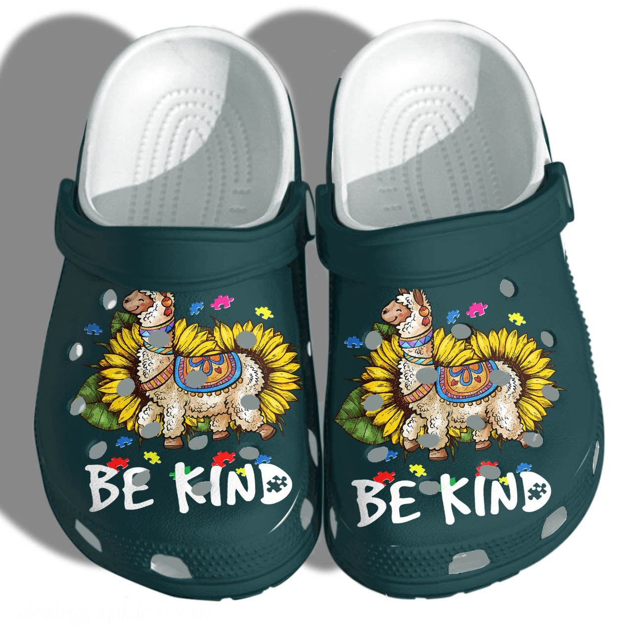 Llama Sunflower Merch Crocs Shoes Clogs - Llama Sunflower Be Kind Custom Crocs Shoes Clogs Gifts Autism Awareness 2022