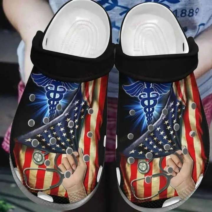 Nurse American Flag Nursing Symbol Crocs Crocband Clogs