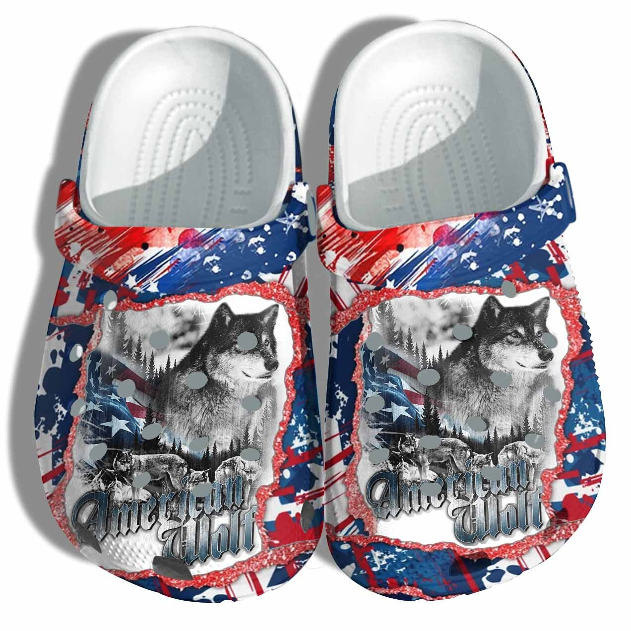 Snow Wolf 4Th Of July Shoes Gift Men - America Winter Wolf Forest Usa America Flag Shoes Birthday Day Gift