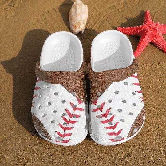 Baseball Brown Leather V2 White Clogs Shoes