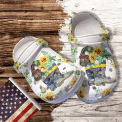 Sunflower Boot Firefighter Wife Croc Shoes Gift Mother Day 2022- Girl Love Firefighter Shoes Croc Clogs Gift Grandma