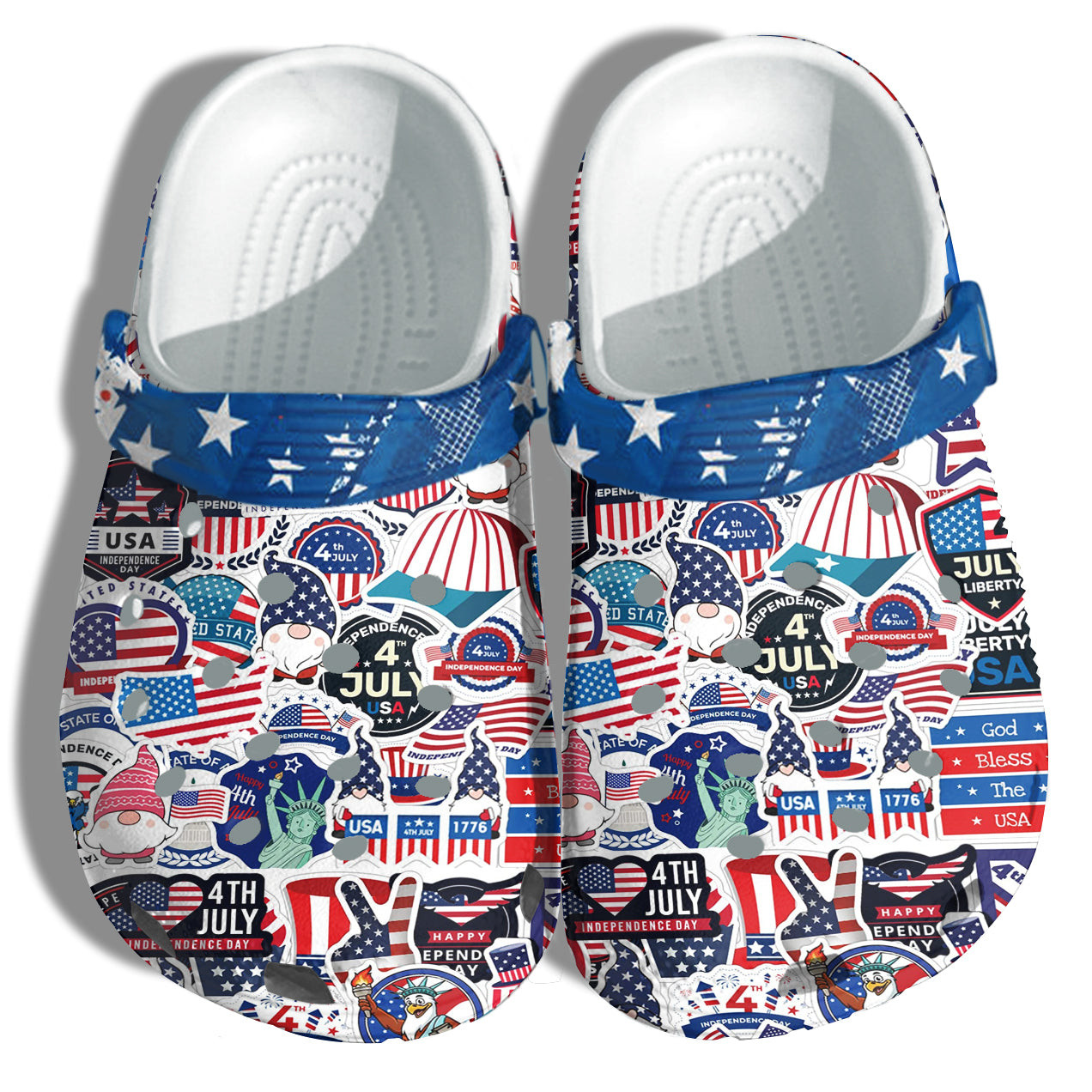 4Th Of July Sticker National Day Shoes Gift Women - Gnomes God Bless The Usa America Flag Shoes Birthday Gift