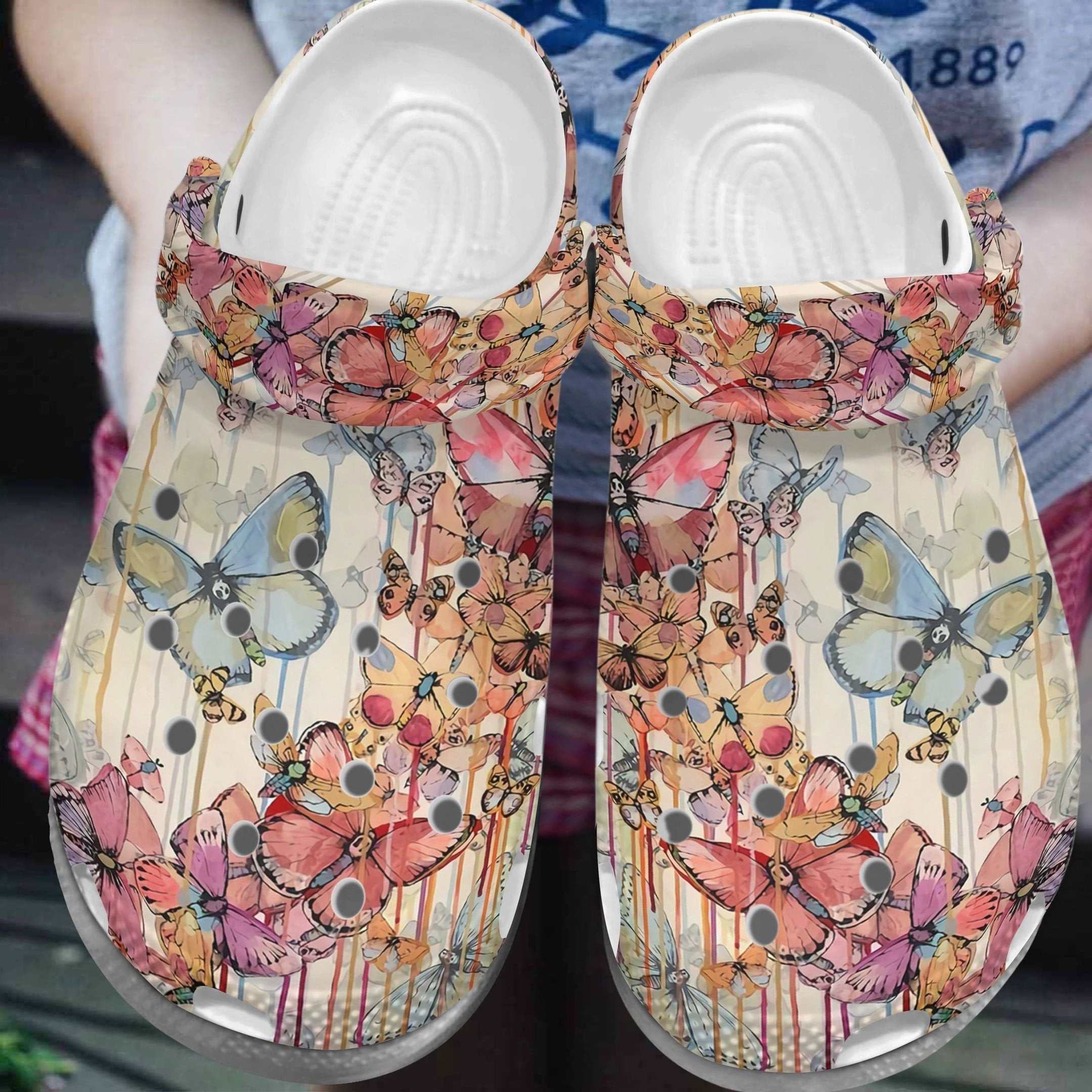 Butterfly Art Oil Painting Shoes - Cutie Butterflies Clog Gifts For Mom