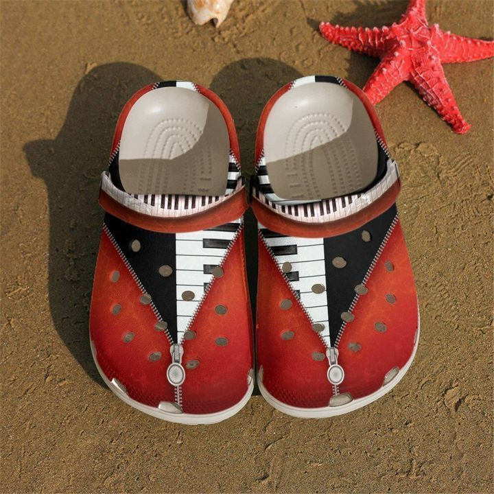 Piano Red Zipper Crocs Clog Shoes