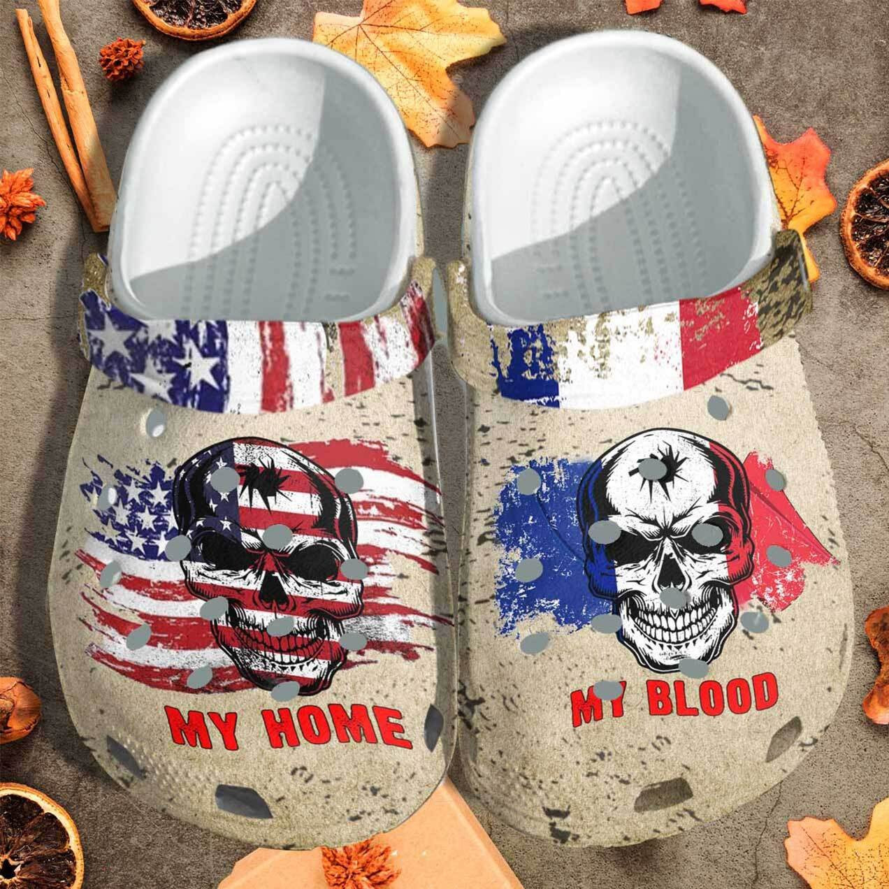 My Blood France My Home Usa Custom Crocs Shoes Clogs Gift