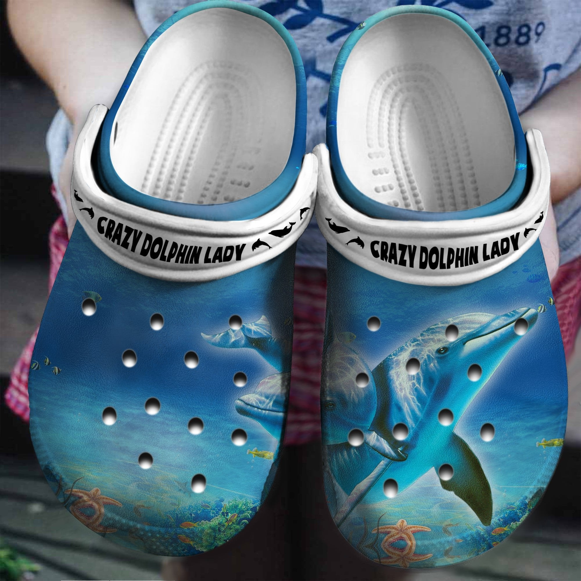 Crazy Dolphin Lazy In The Ocean Shoes Crocs Clogs Gifts For Men Women