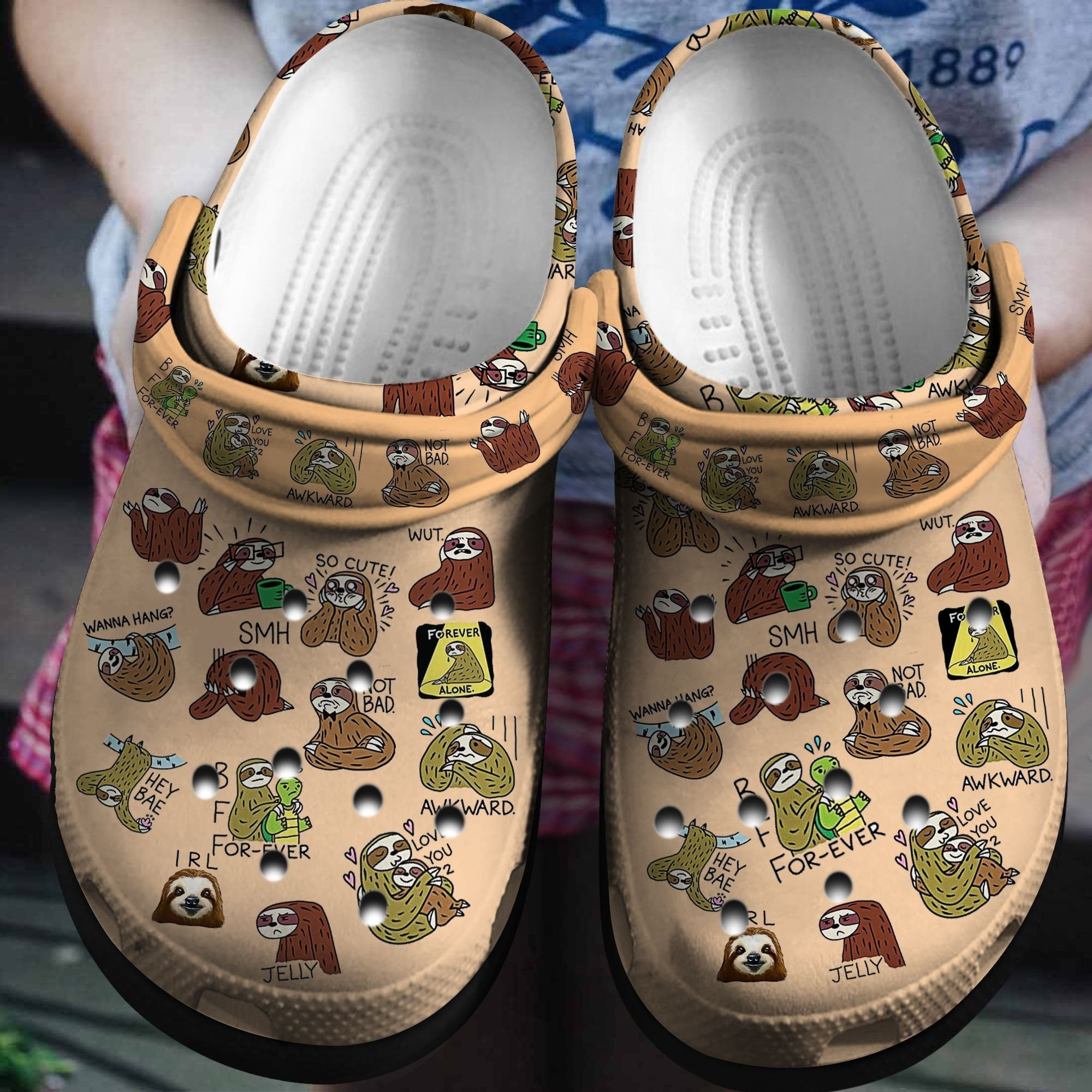 Sticker Cute Sloth Shoes Love You Bae Crocs Clogs Birthday Gift For Children