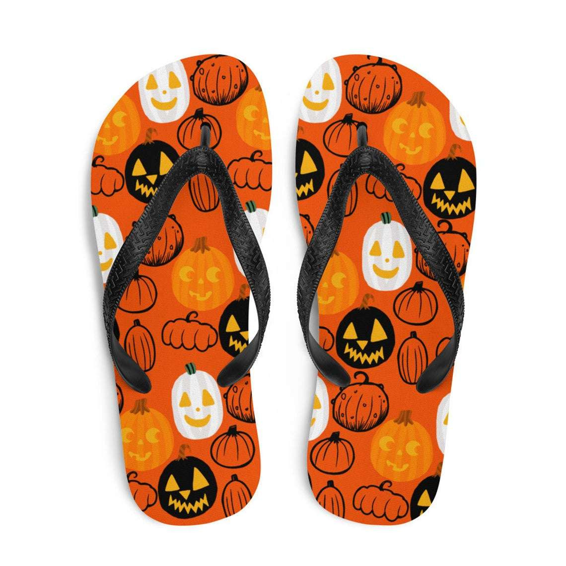 Jack O Lantern Halloween Men Women Flip Flops 90Sfootwear