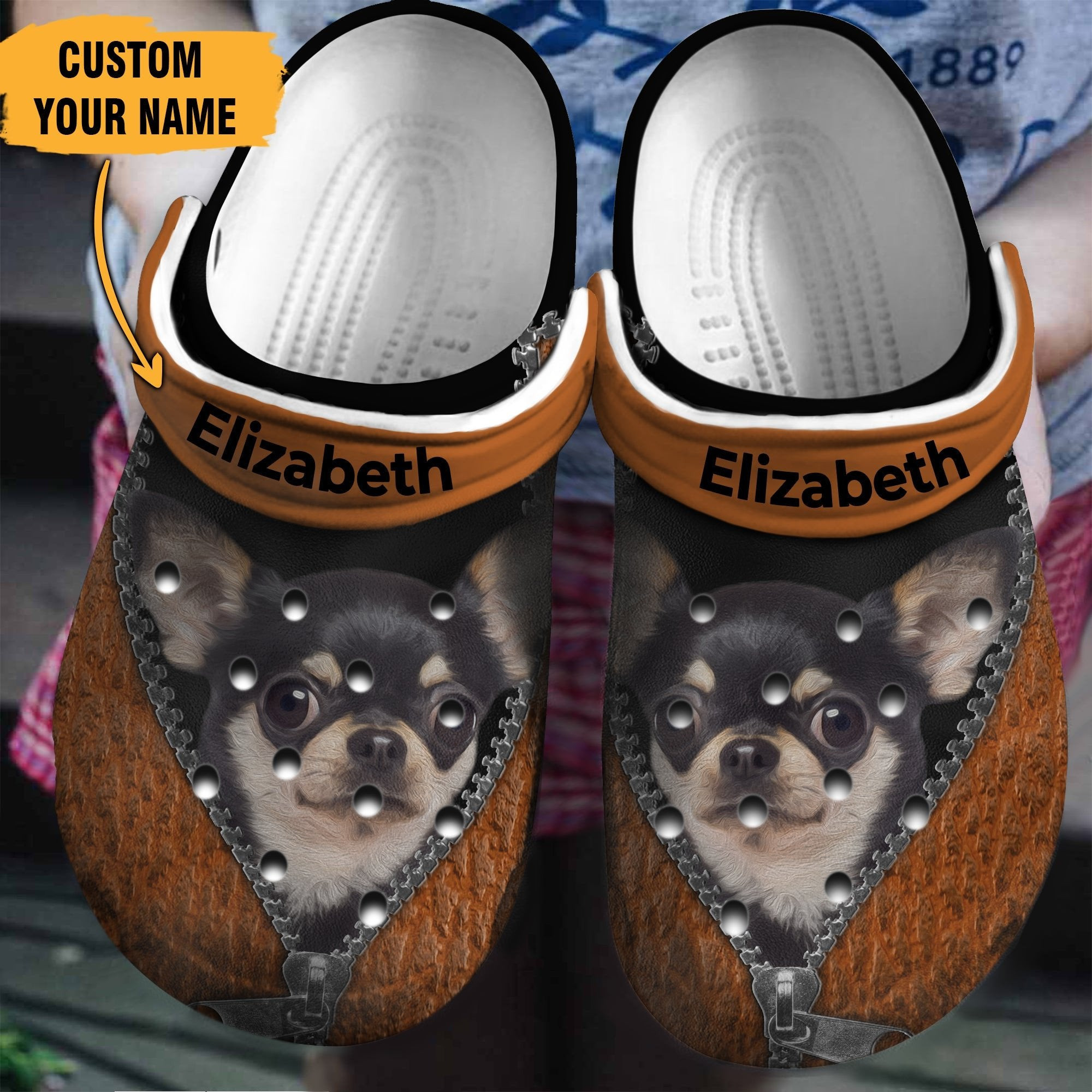 Baby Chihuahua Personalized Shoes Crocs Clogs Gifts For Independence Day
