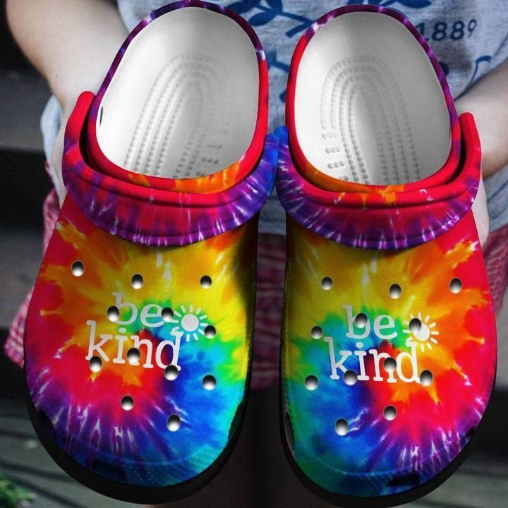Be Kind Tie Dye Cool Crocs Shoes Clogs - Be Kind Outdoor Crocs Shoes Clogs
