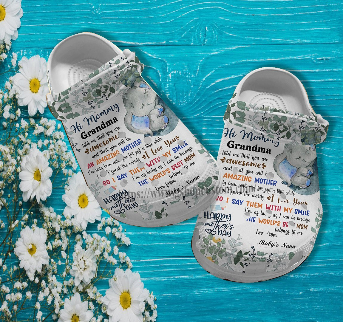 Elephant Grandma Letter Cuter Croc Shoes Gift Mother Day- Elephant Grandaughter Shoes Croc Clogs Customize Gift