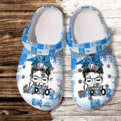 Cool Girl Diabetes Warrior Wear Blue Crocs Shoes - Diabetes Awareness Shoes Croc Clogs