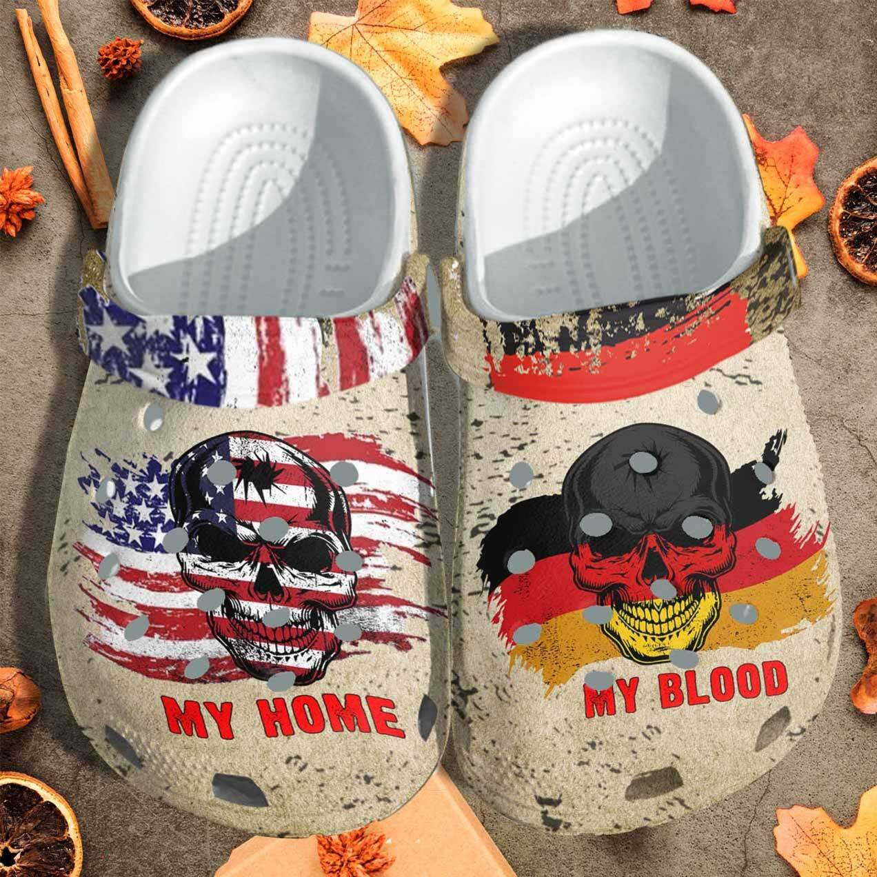 My Blood Germany My Home Usa Flag Custom Crocs Shoes Clogs Gift
