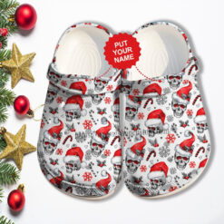 Skull Christmas Hat Winter Crocs Shoes Gift Son Daughter - Crocs Classic Clogs Shoes