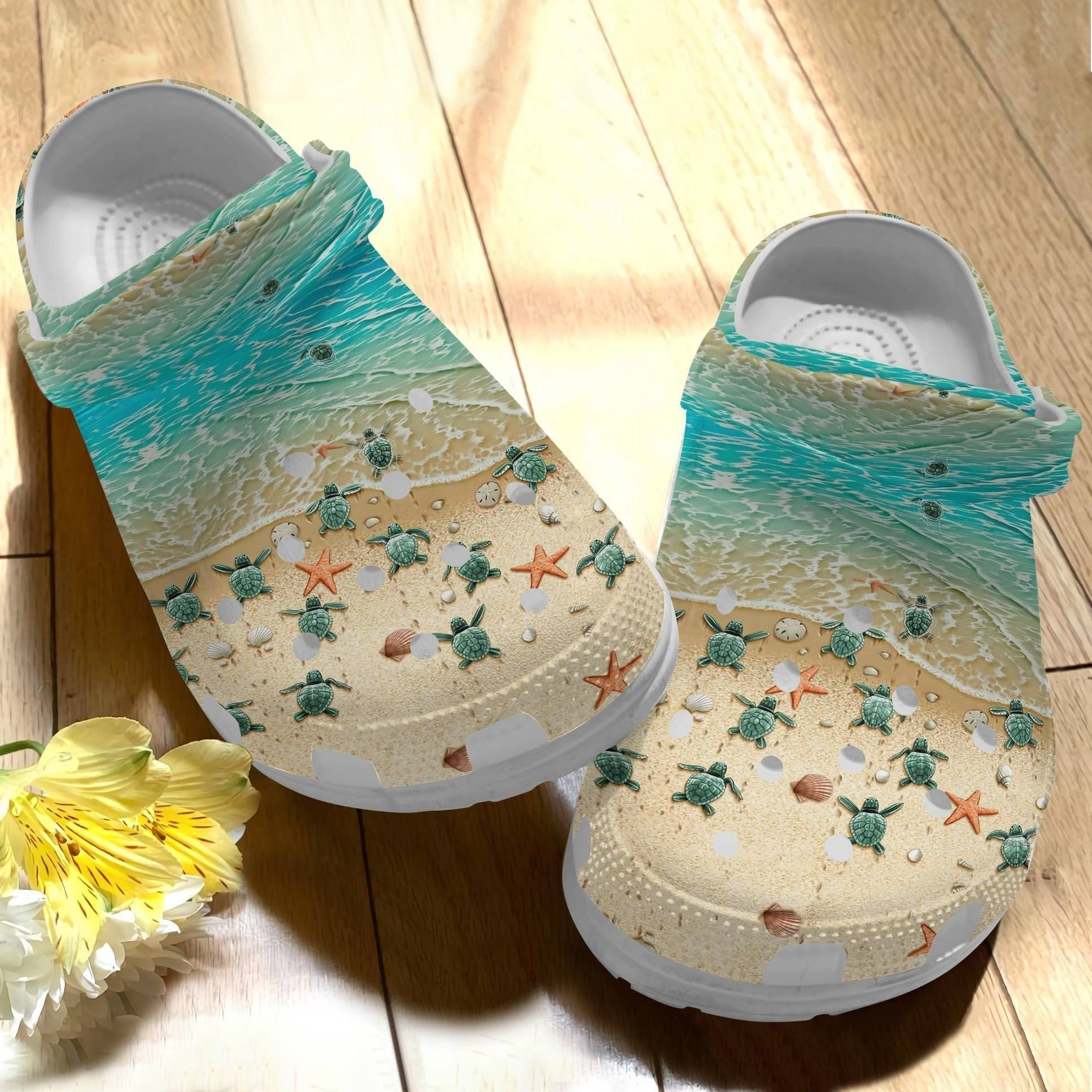 Little Turtle Sand Beach Shoes Crocs - Turtle Ocean Lover Clogs For Women Men - Little-Tt