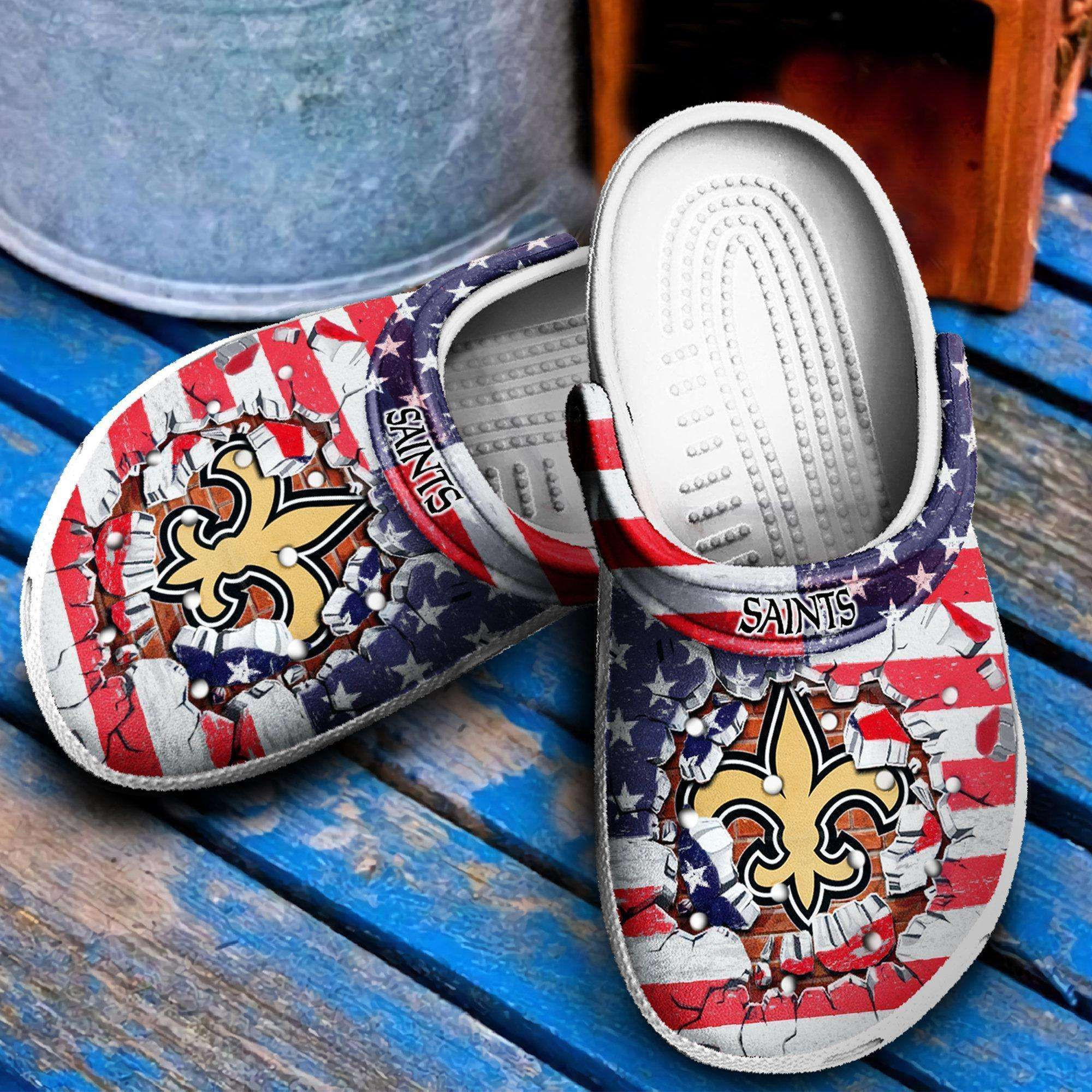 New Orleans Saints American Flag Gift For Fan Crocs Crocband Clogs