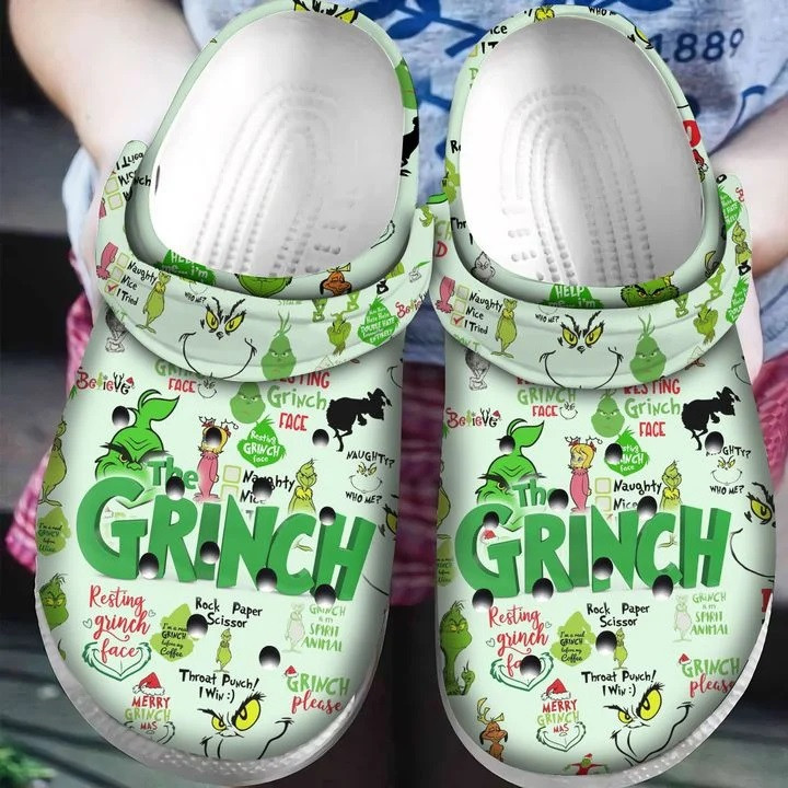 Grinch Pattern Christmas Crocs Crocband Clog Shoes For Men Women