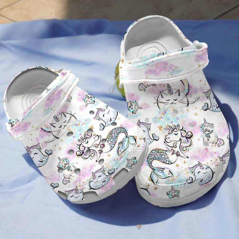 Cute Unicorn In Mermaid Clogs Crocs Shoes Birthday Christmas Gifts