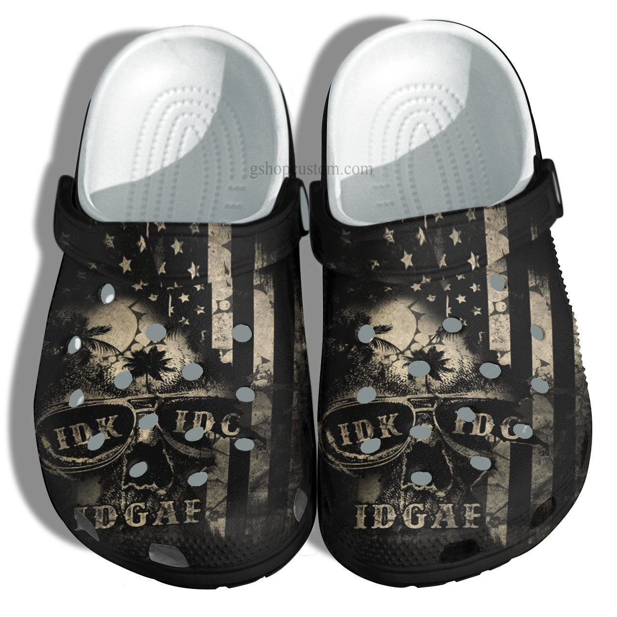 Skull America Usa Flag Vintage Crocs Shoes Gift Men Women - Idk Idc Idgaf Funny Shoes Croc Clogs Gift Father Day