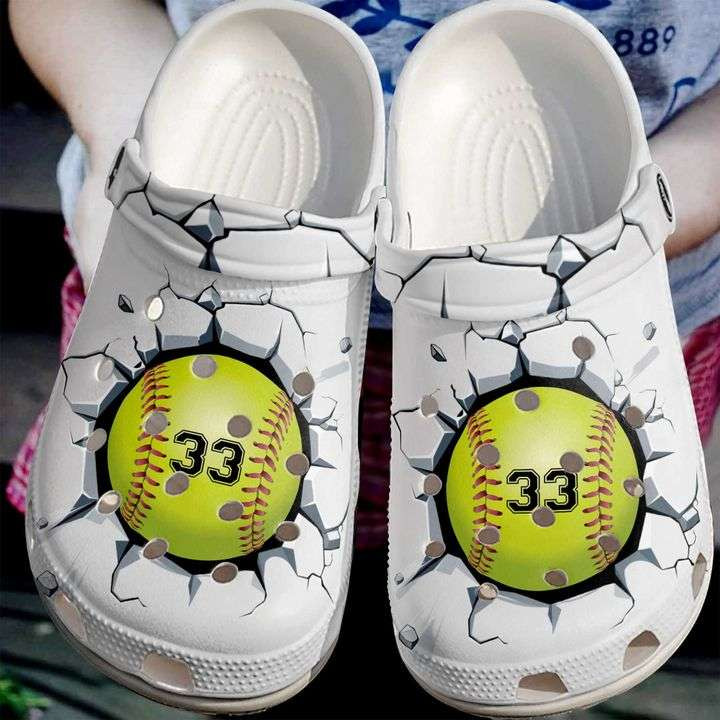 Personalized Softball Broken Crocs Crocband Clogs