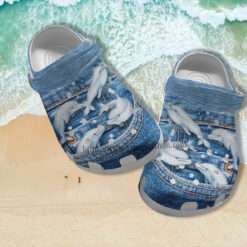 Dolphin Girl Jean Croc Shoes Gift Grandaughter- Dolphin Lover Ocean Shoes Croc Clogs Gift Grandma