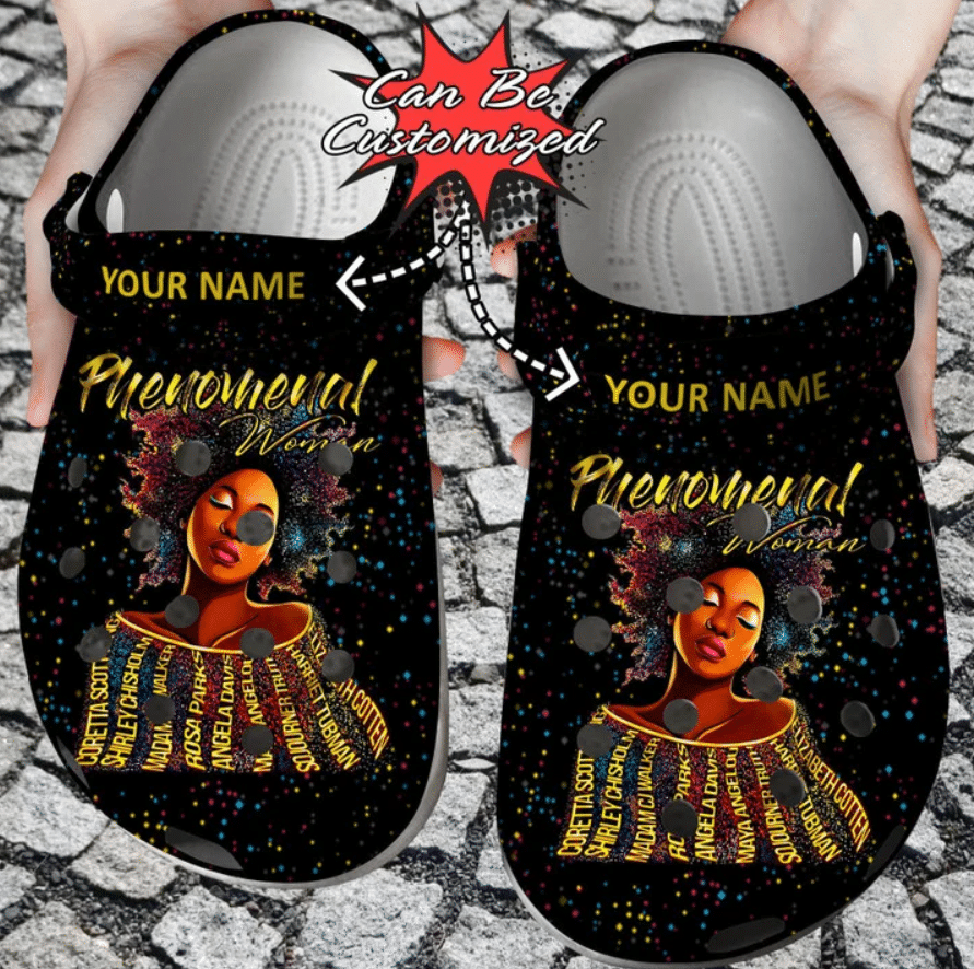 Personalized Black Girl Phenomenal Woman Clog Shoes