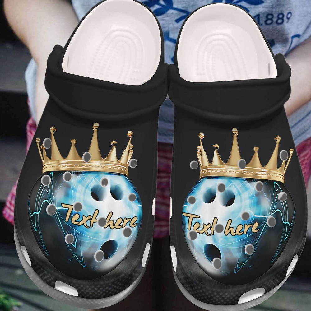 Custom Text Bowling King Clogs Shoes