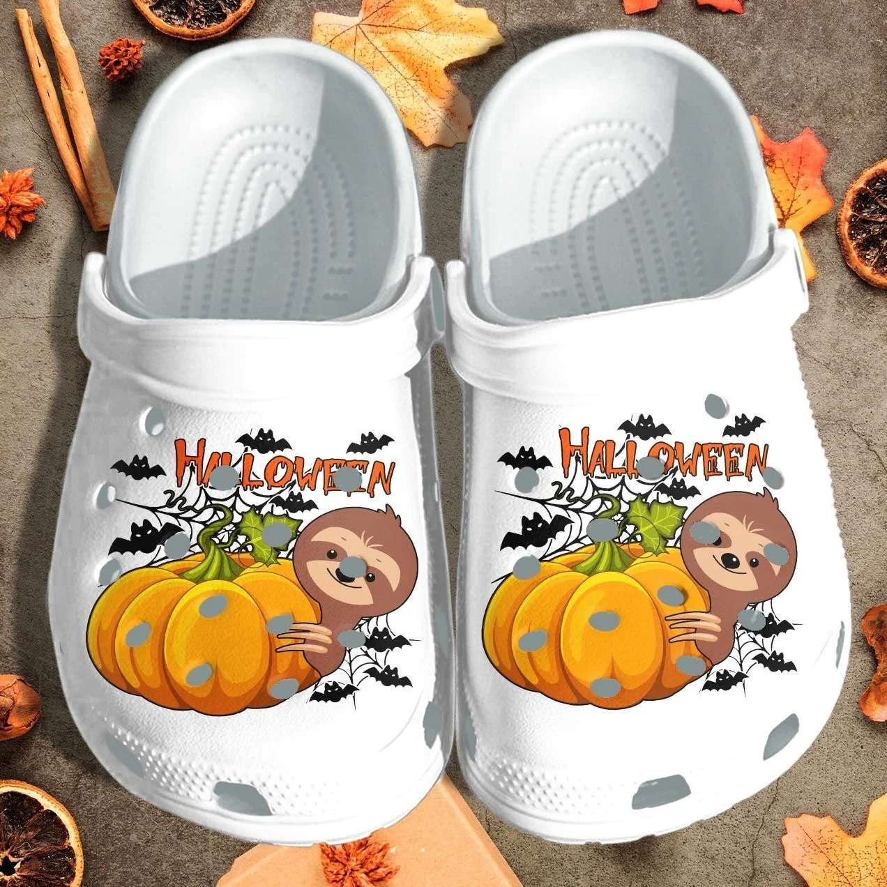 Halloween Sloth Pumpkin Crocs Crocband Clogs