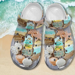 Sand Seashell Ocean Star Beach Crocs Shoes Gift Girl Daughter- Seashell Sticker Shoes Croc Clogs Women