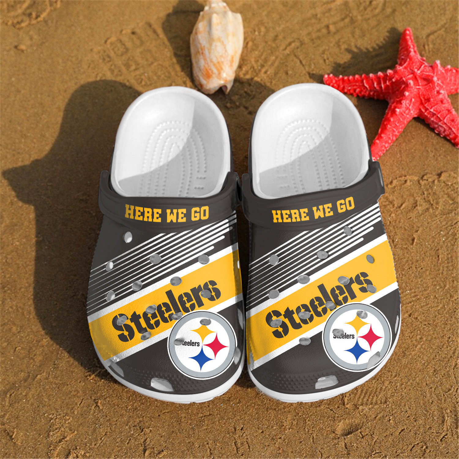 Pittsburgh Steelers Here We Go Custom Clog Shoes