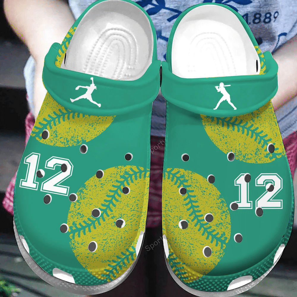 Custom Number Love Softball Clogs Shoes