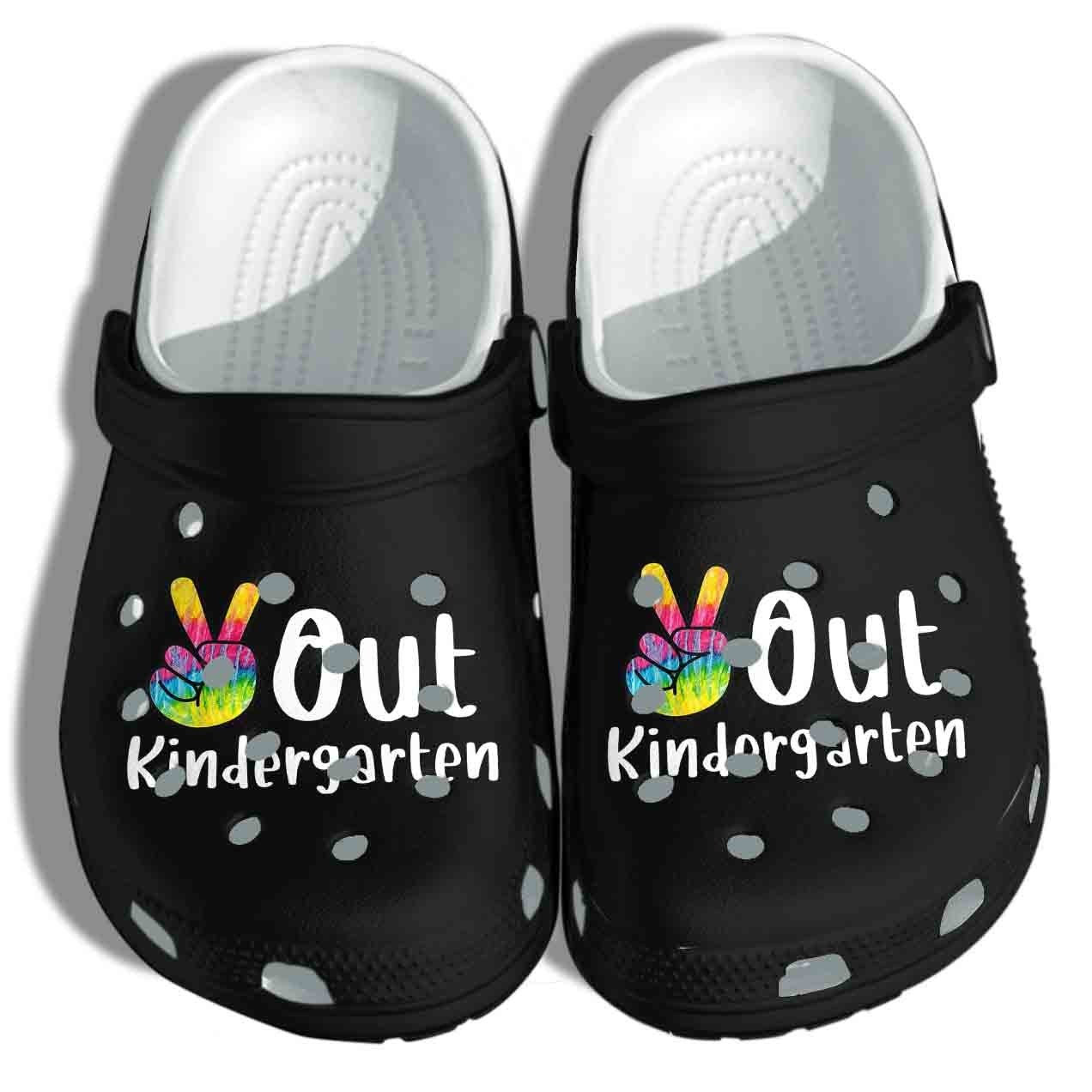 Peace Out Kindergarten Tie Dye Shoes - Graduation Class Of 2022 Clogs Crocs Gift