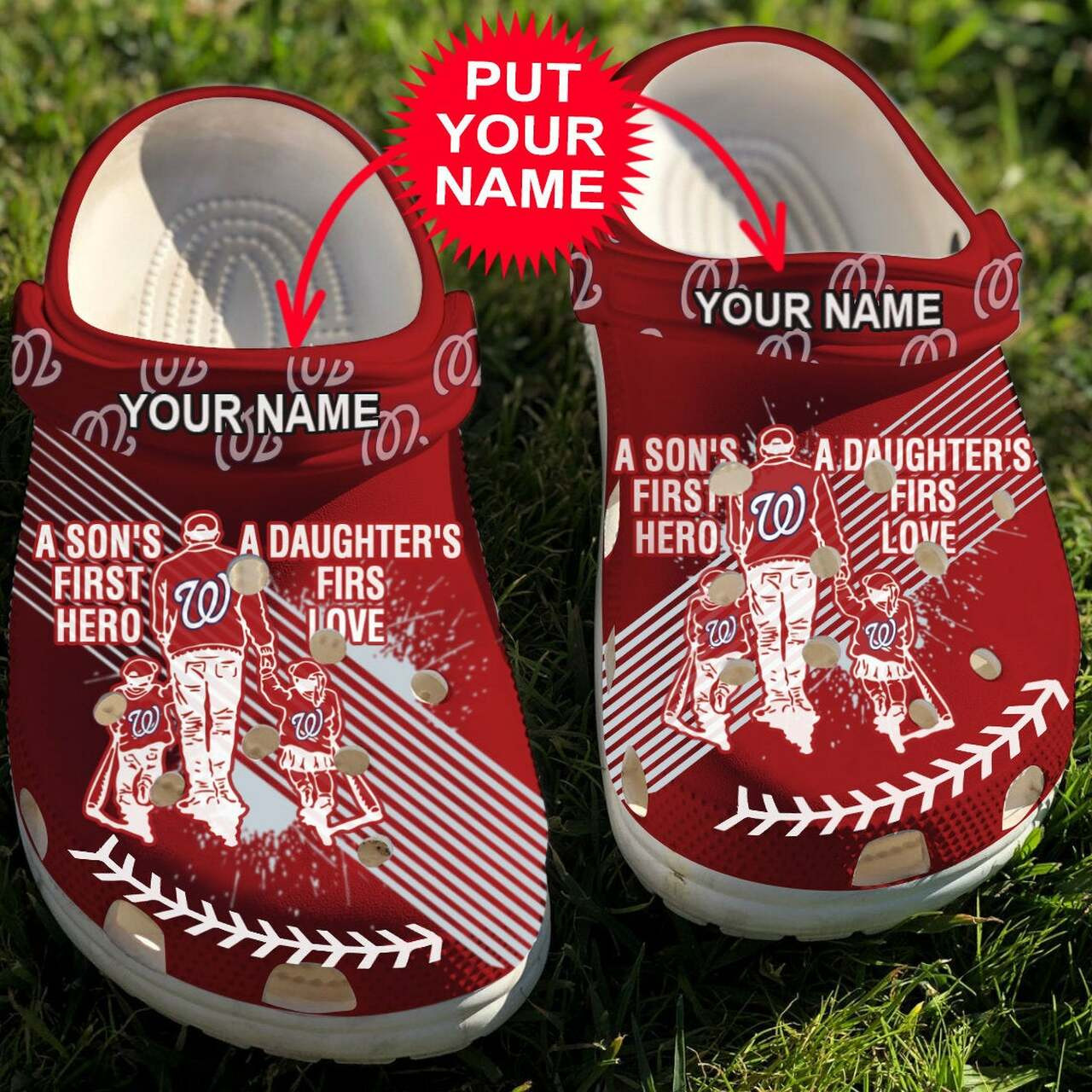 Personalized Crocs Dad And Son Daughter Mlb Washington Nationals Crocs Crocband Clogs