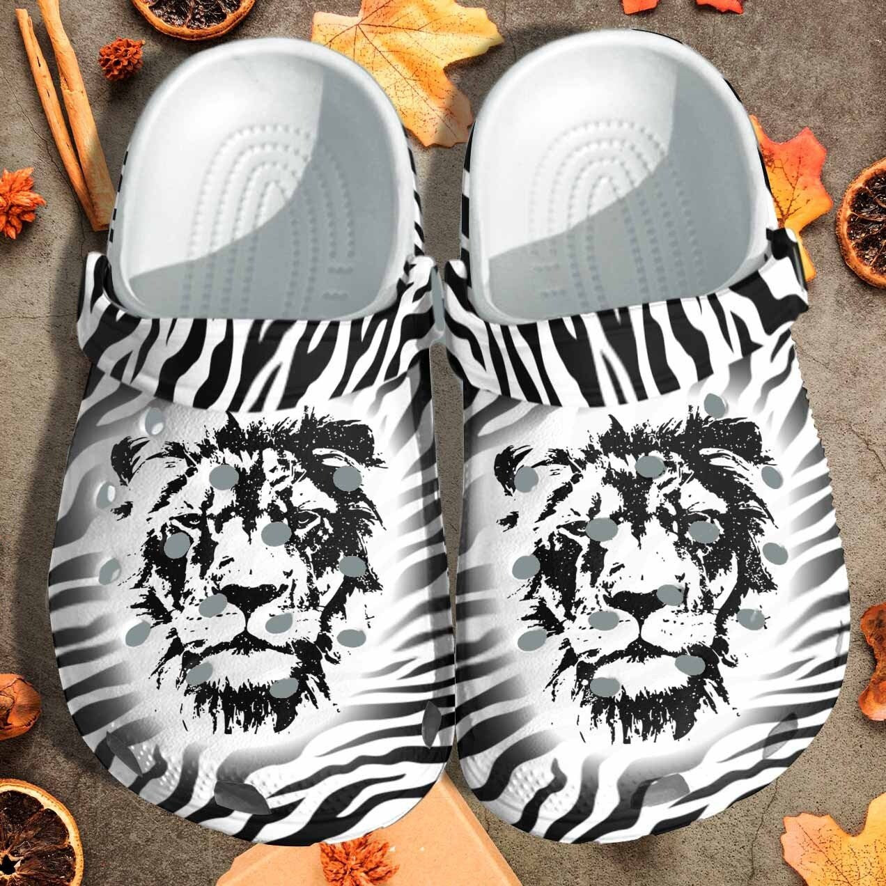 Lion Face Shoes Clogs - Cool Zoo Animals Crocs Gift For Men