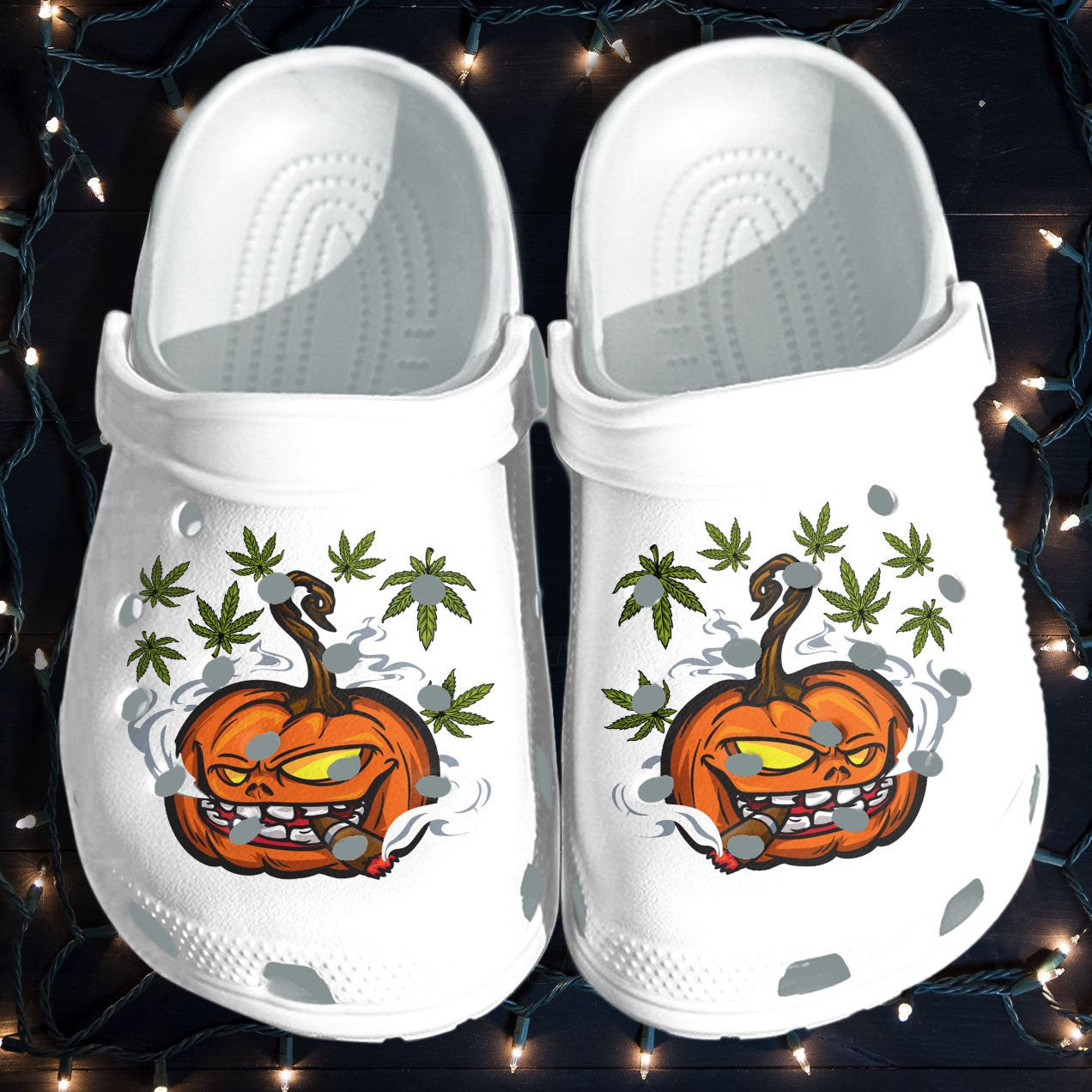 Pumpkin Smoking Funny Weed Tattoo Halloween Crocs Shoes Clogs Gift