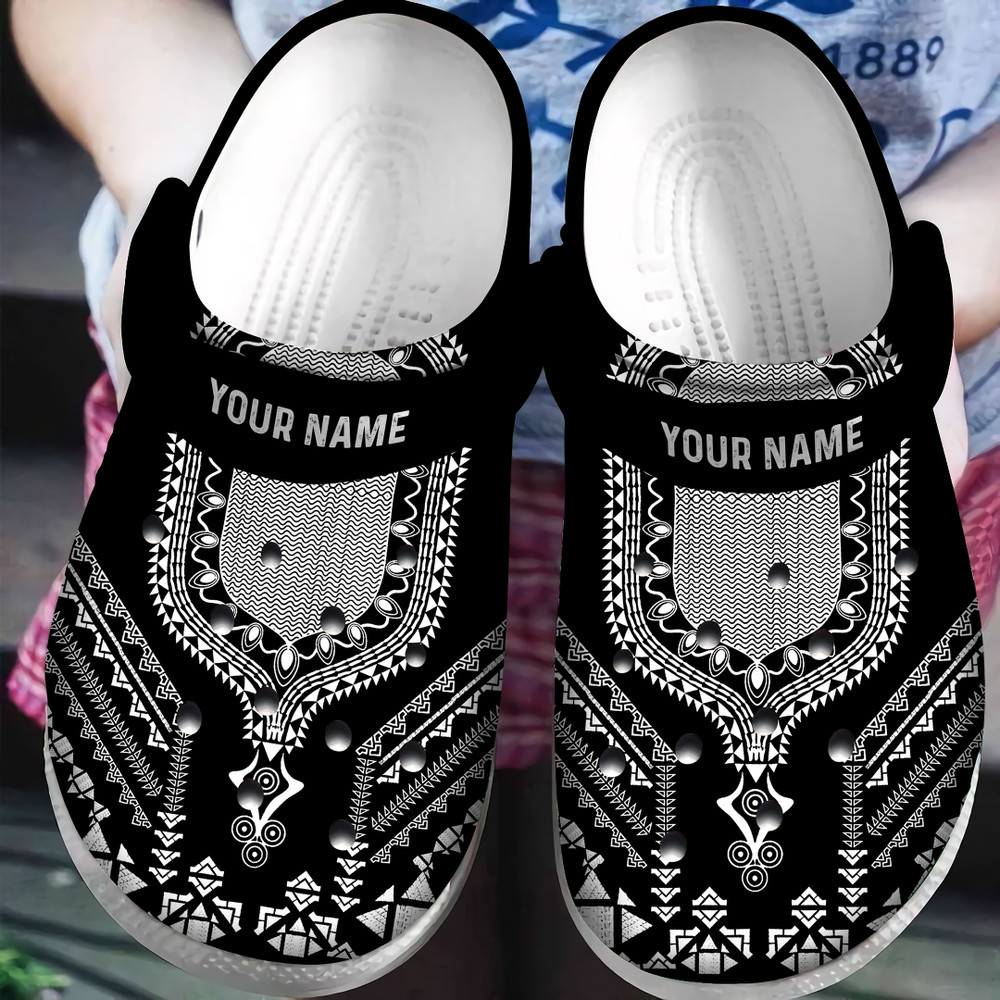 Personalized Dashiki Color Black Crocs Classic Clogs Shoes