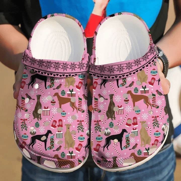 Greyhound Christmas Crocs Clog Shoes