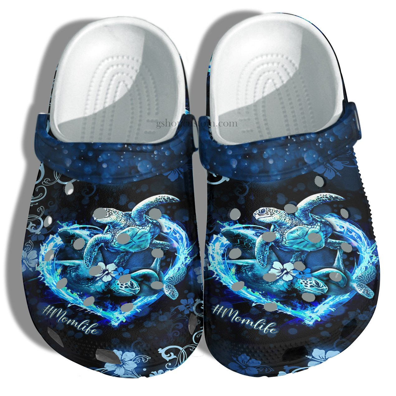 Mimi Life Turtle Heart Ocean Lover Blue Crocs Shoes - Turtle Mom Beach Shoes Croc Clogs