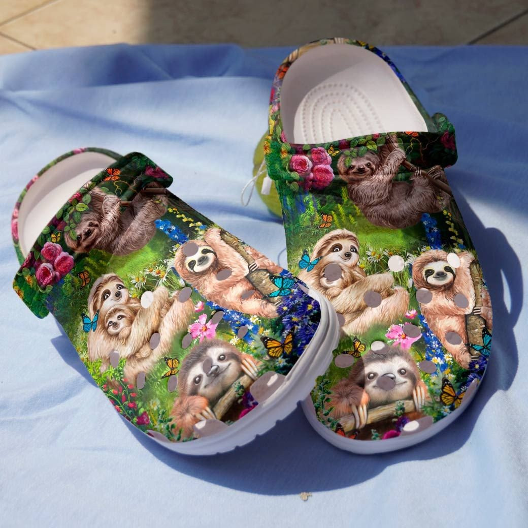 Sloth Tribe Shoes - Sloth With Nature Crocs Clog For Children