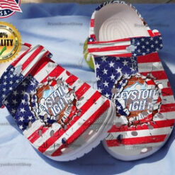 American Flag Break Keystone Light Clogs Shoes