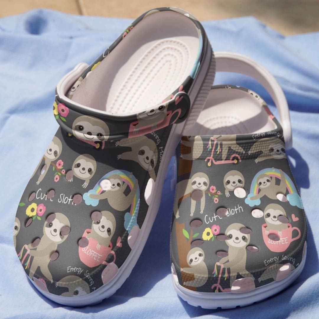 Rainbow Sloth Shoes - Energy Saving Crocs Clogs Gift For Boy Girl