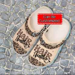 Hair Hustler Leopark Twinkle Crocs Shoes- Hair Stylist Hustlr Shoes Croc Clogs Customize Birtdahy Gift