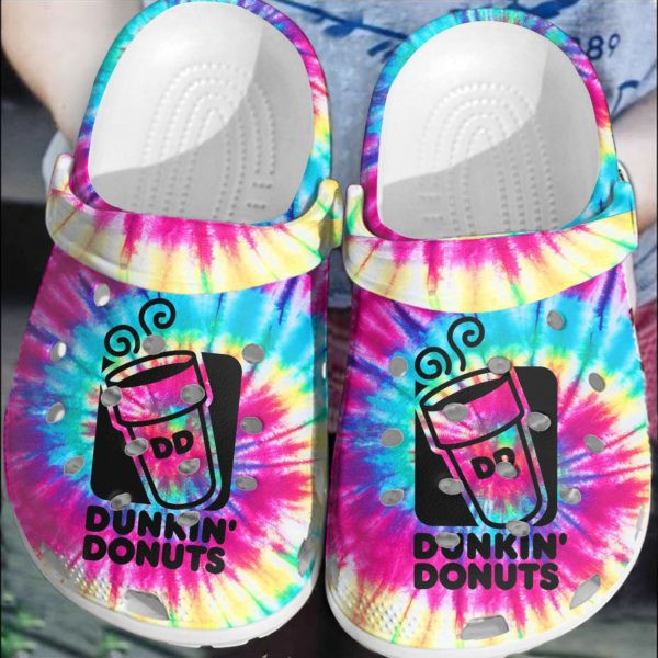 Pink Blue Dunkn Donuts Tie Dye Clog Shoes