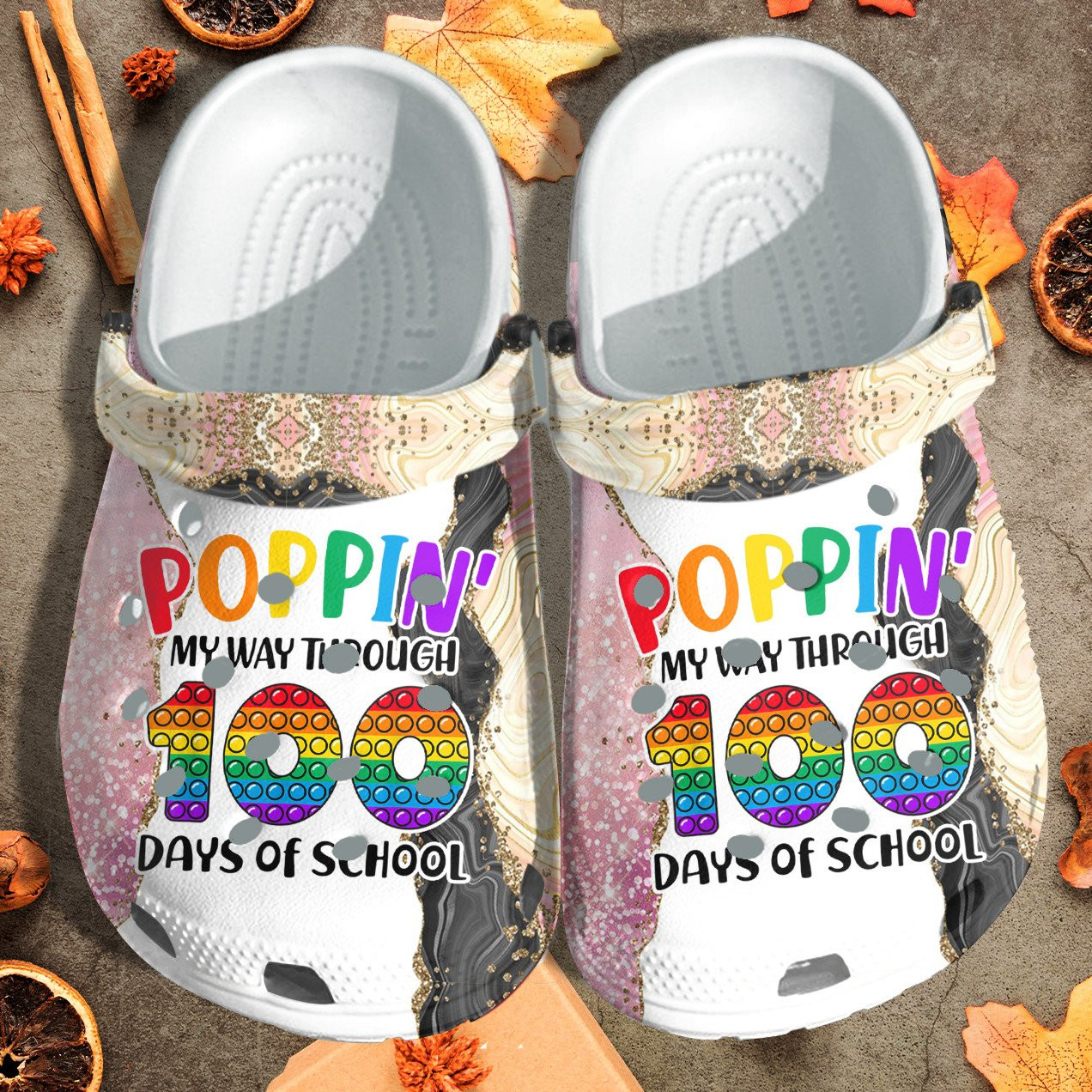 Popping My Way Through 100 Days Of School Shoes Crocs Crocbland Clog Gift