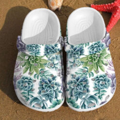 Succulent Watercolor Pattern Unisex Crocs Clog Shoes