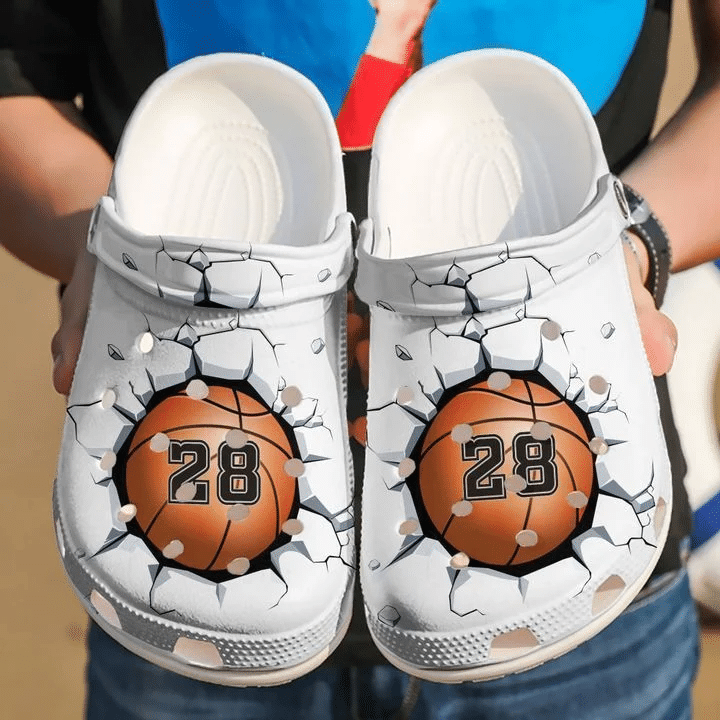 Basketball Personalized Breaking Wall Crocs Classic Clogs Shoes