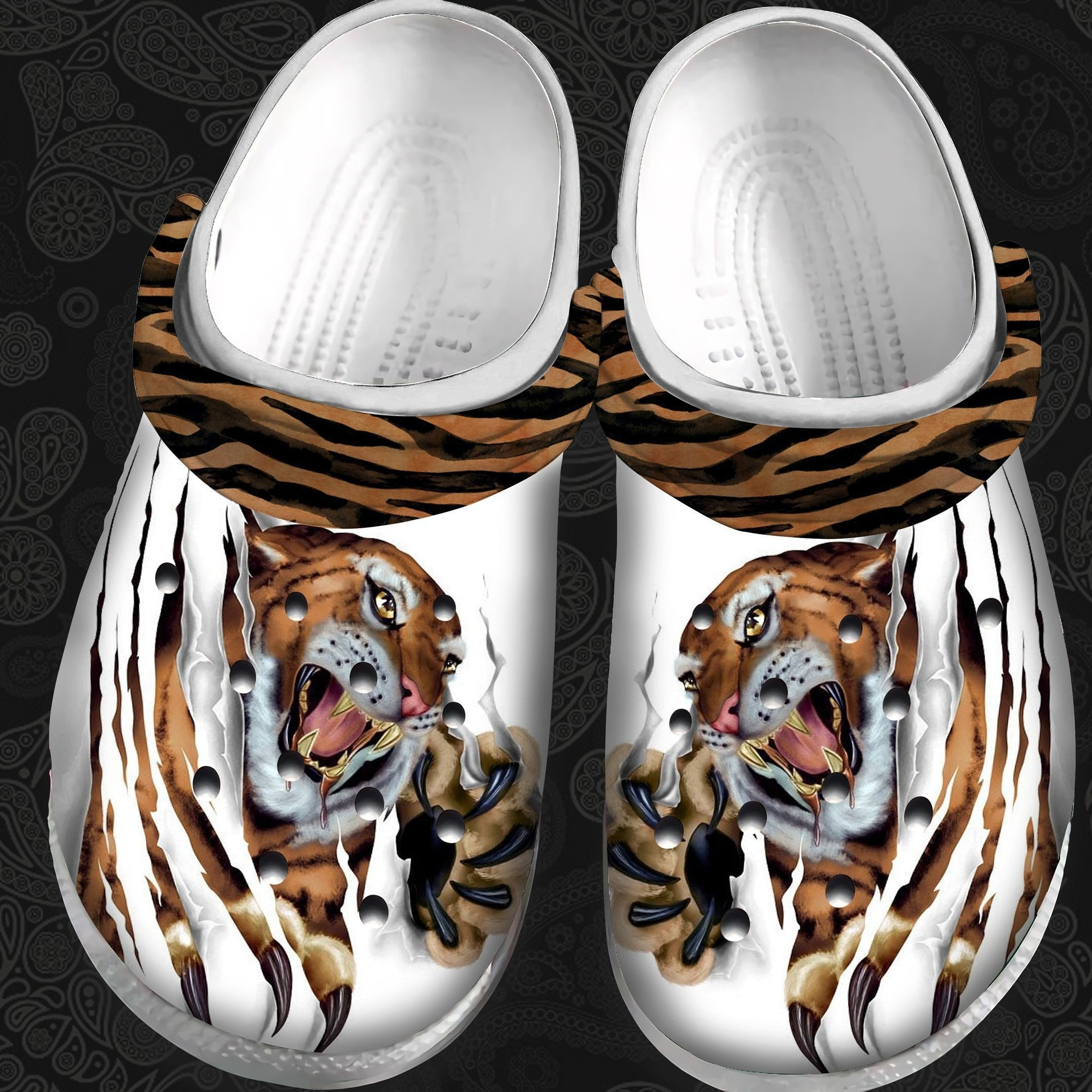Strong Tiger 3D Crocs Shoes Clogs Father Day Gifts - Tiger Skin Camouflage Crocs Shoes Clogs Birthday Gift For Son Grandpa