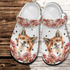 Fox Flower Vintage Croc Shoes For Grandma- Fox Lover Shoes Croc Clogs Women